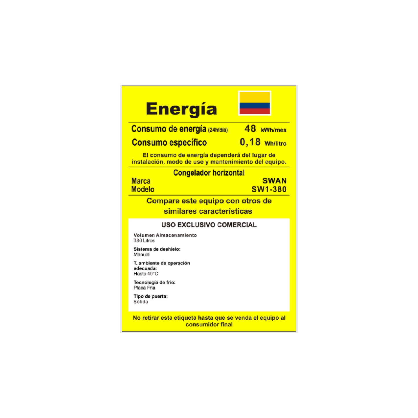 CONGELADOR SWAN CHS SW1-380