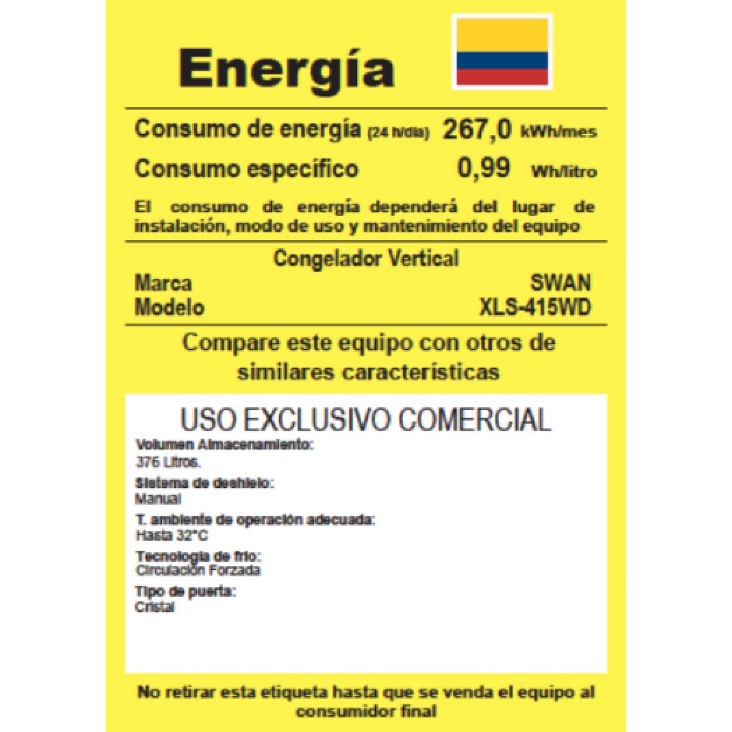 CONG. VERTICAL SWAN 376L - XLS 415 WD PVV