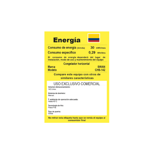 CONGELADOR SWAN CHS 142L MA CS