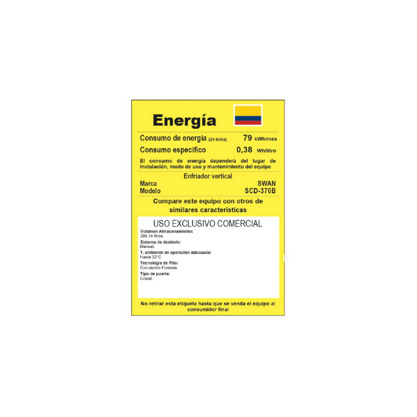 VITRINA SWAN SCD-370B//RVV-370 CS