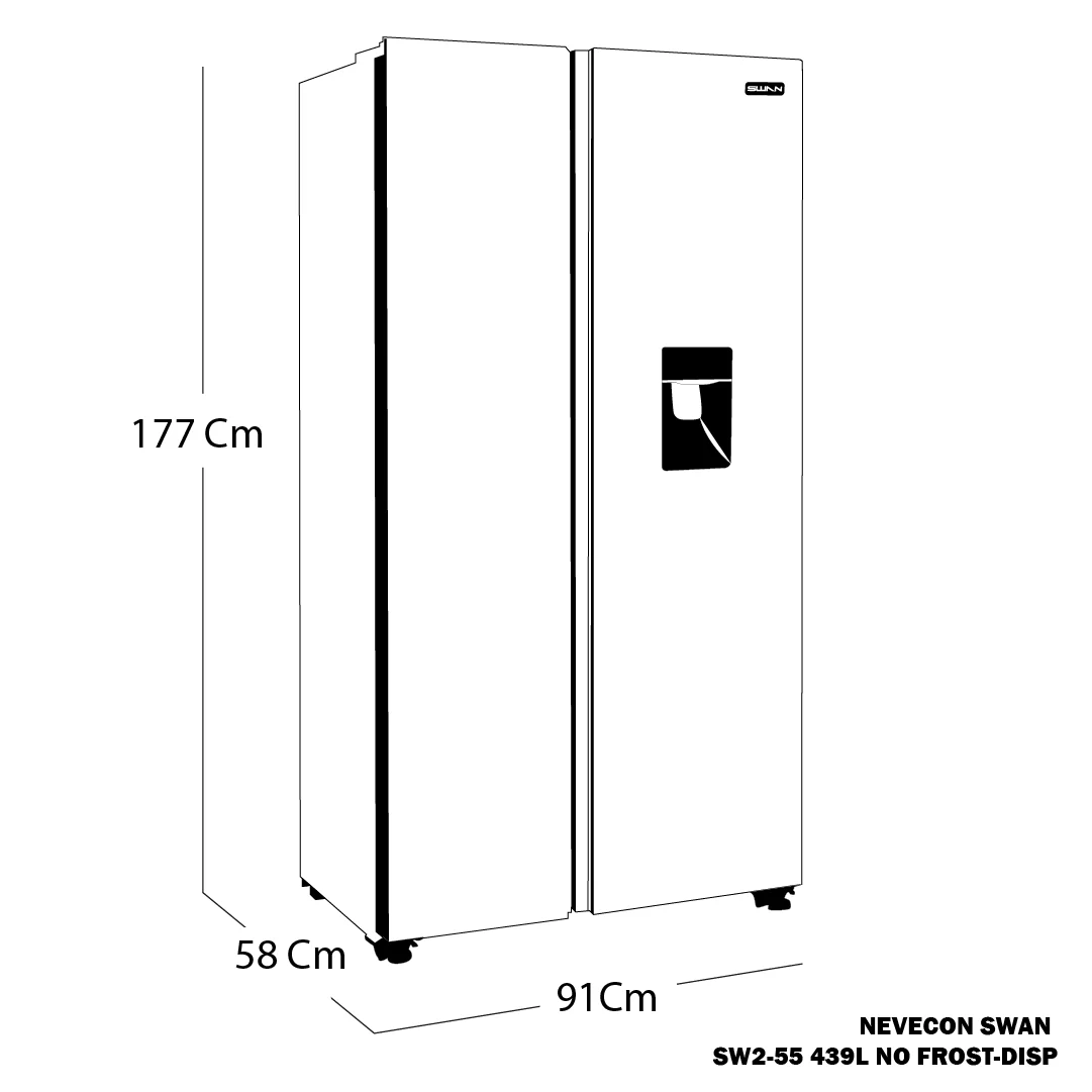 NEVECÓN SWAN 439 LITROS NO FROST SIDE BY SIDE CON DISPENSADOR | SW2-55