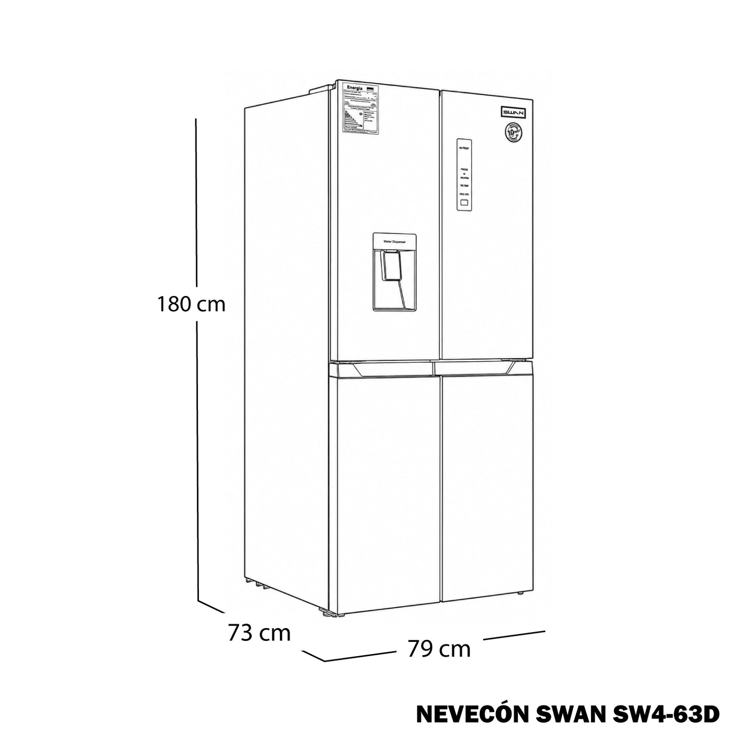 NEVECÓN SWAN 464 LITROS NO FROST FRENCH DOOR INVERTER | SW4-63D
