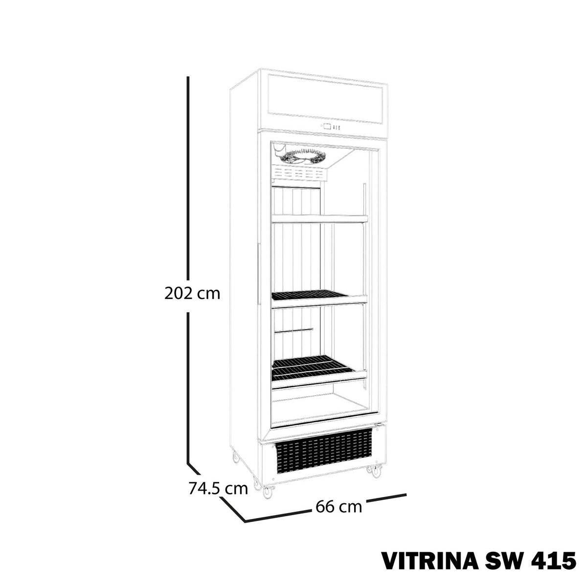 CONGELADOR VERTICAL SWAN 376 LITROS PUERTA DE VIDRIO | XLS-415 WD