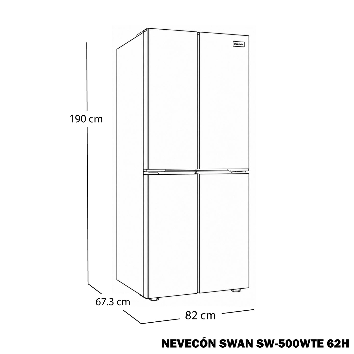 NEVECÓN SWAN 485 LITROS NO FROST FRENCH DOOR INVERTER | SW-500WTE-62H