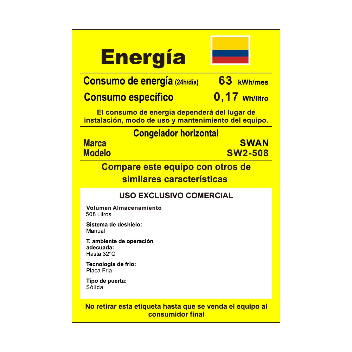 CONGELADOR HORIZONTAL SWAN 508 LITROS 2 PUERTAS | SW2-508