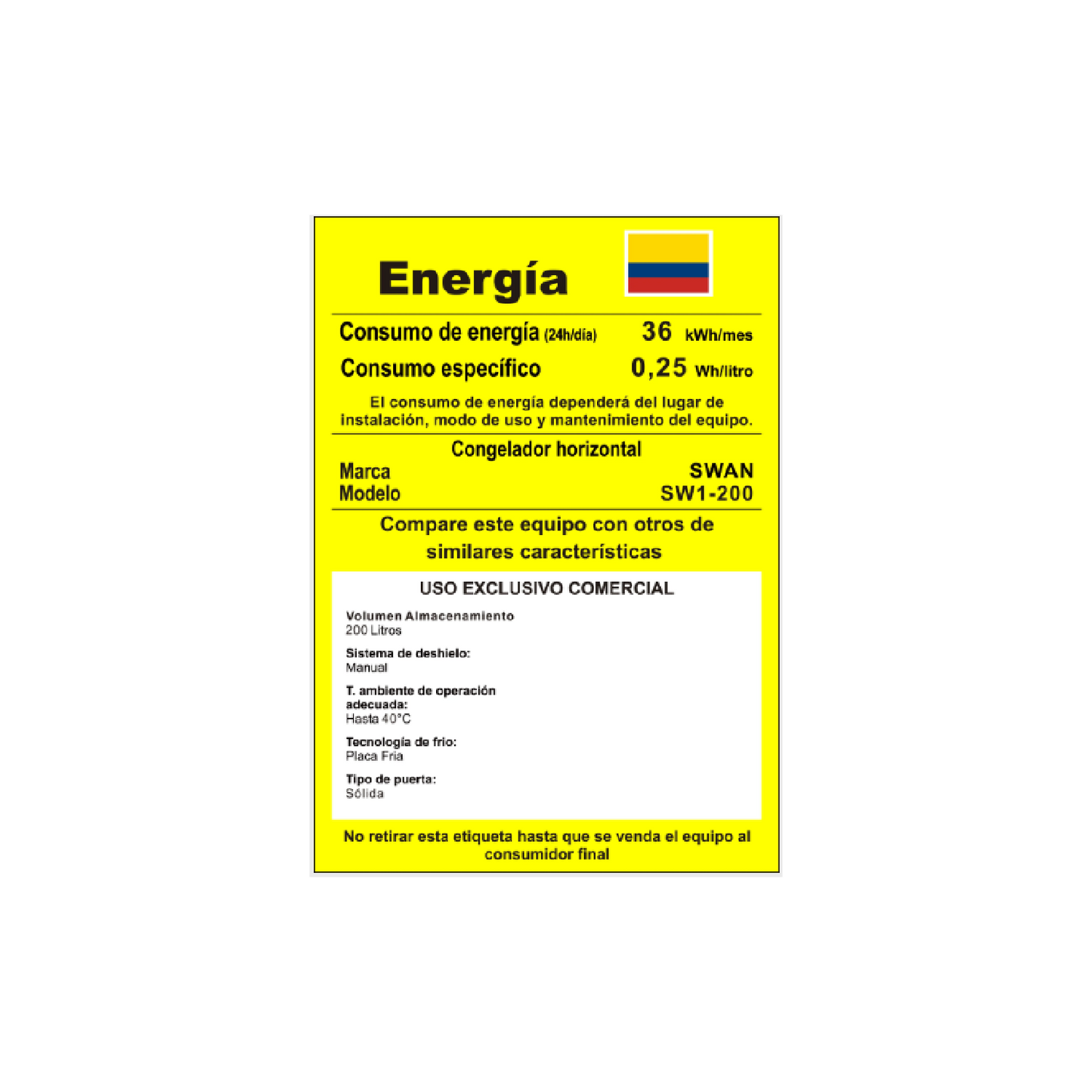 CONGELADOR SWAN CHS SW1-200