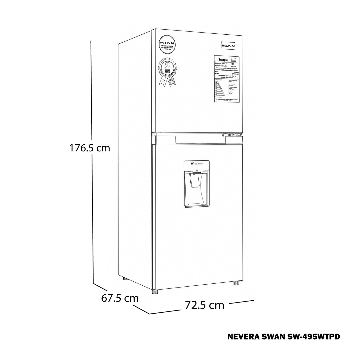 Nevera Swan 401 L No Frost con Manija Integrada | SW-495WTPD