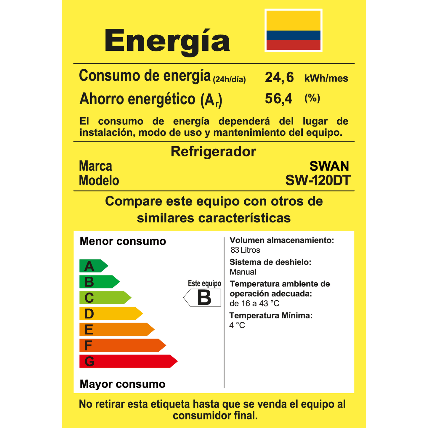 NEV. MINIBAR SWAN SRS-120DT - 83L