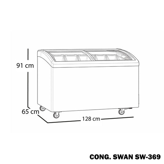 CONGELADOR HORIZONTAL SWAN 263 L CON TAPA DE VIDRIO | SW-369