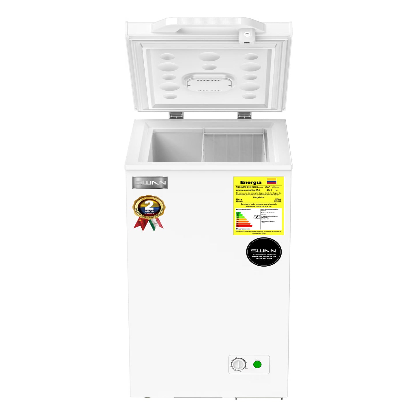 Congelador Horizontal SWAN 92L Puerta Sólida Convertible| SW-110