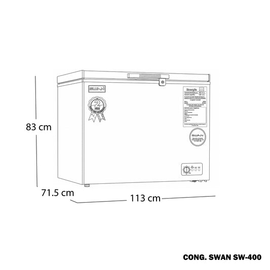 Congelador Horizontal SWAN 337L Puerta Sólida Convertible| SW-400
