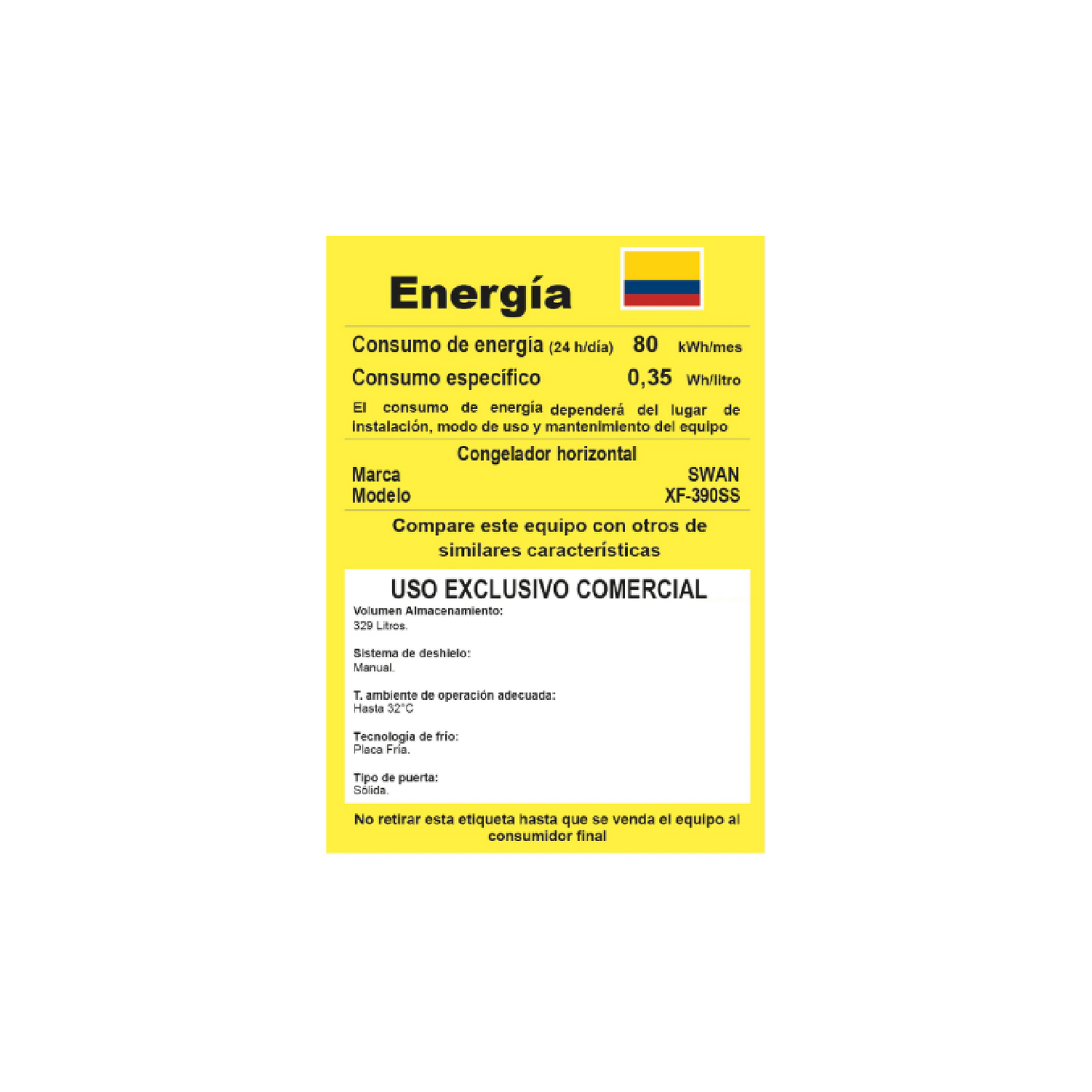 CONGELADOR SWAN XF390SS MIXTO PUERTA SÓLIDA/CHSM-390 CS